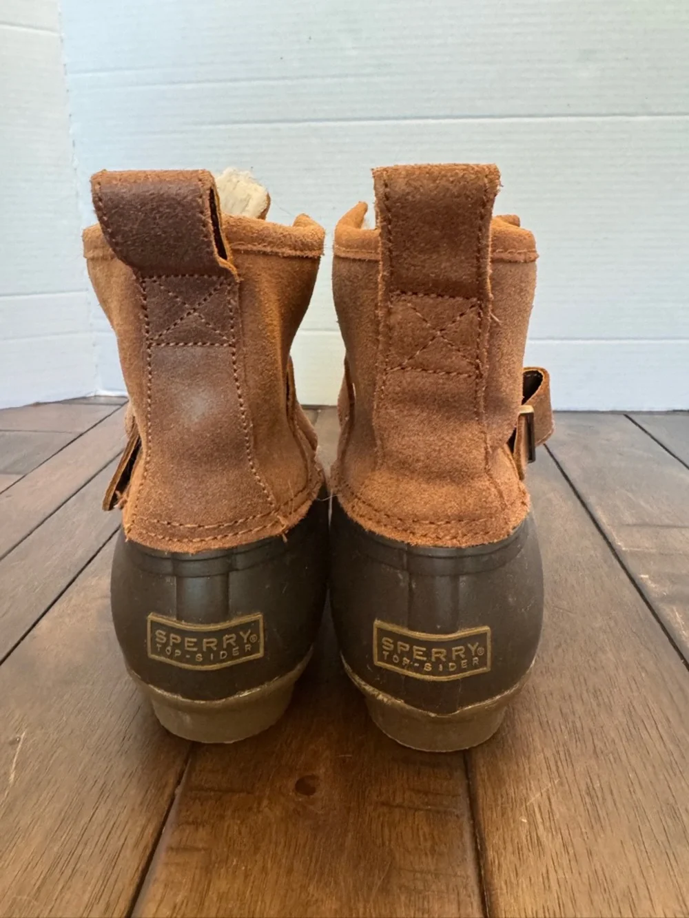 Sperry Saltwater Women's 6.5M Brown Leather Zip Up Duck Rain Boots
